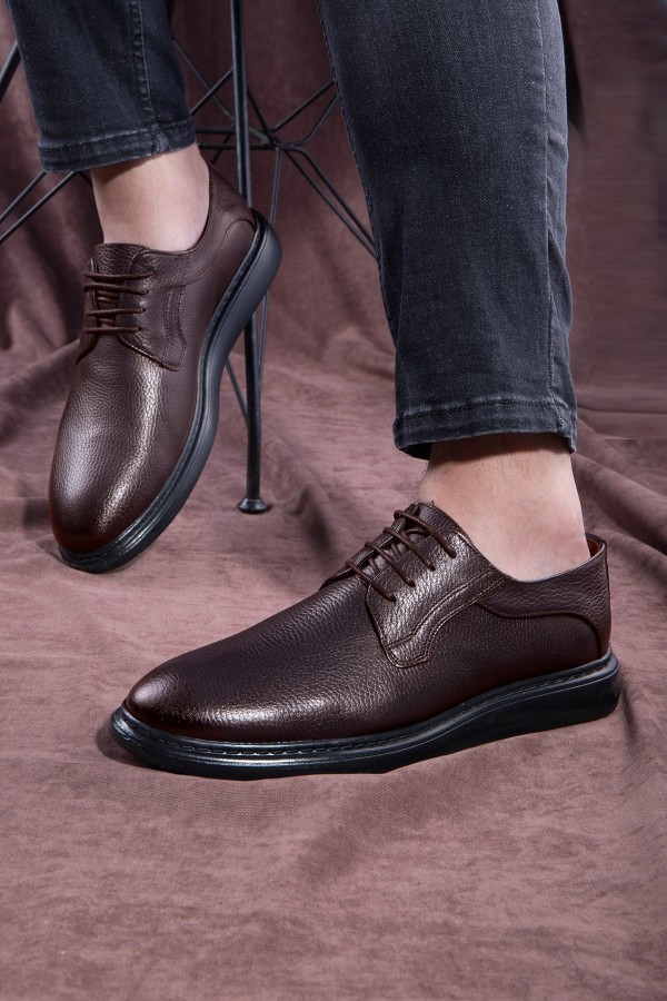 Ducavelli Enkel Genuine Leather Men's Casual Classic Shoes Brown