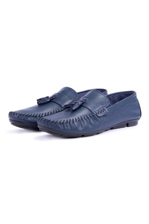 Ducavelli Noble Genuine Leather Men's Casual Shoes, Rog Loafer Shoes Blue