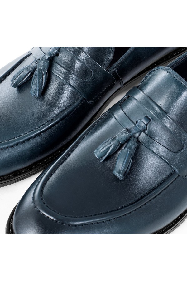 Ducavelli Quaste Genuine Leather Men's Classic Shoes, Loafer Classic Shoes Blue