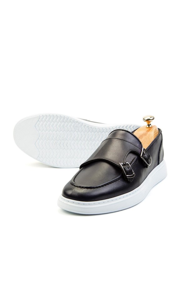 Ducavelli Strap Genuine Leather Men's Casual Shoes Black