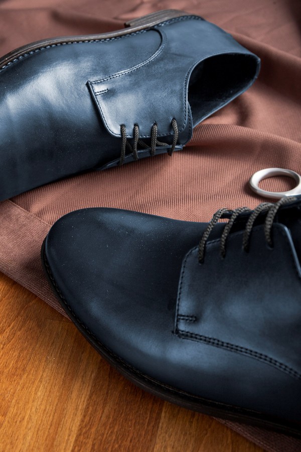 Ducavelli Pierro Genuine Leather Men's Classic Shoes, Derby Classic Shoes Blue