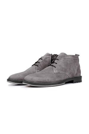 Ducavelli Nottingham Genuine Leather Anti-Slip Sole Lace-Up Zipper Chelsea Casual Boots Grey