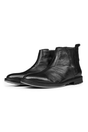 Ducavelli Leeds Genuine Leather Non-Slip Sole Chelsea Casual Boots Black