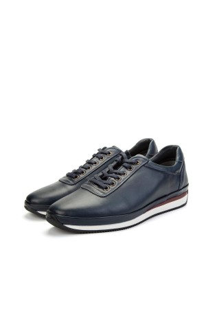Ducavelli Plain Genuine Leather Men's Casual Shoes Blue