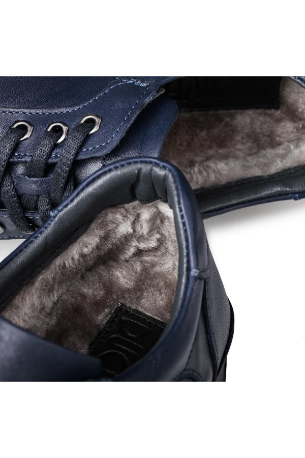 Ducavelli Lion Genuine Leather Plush Shearling Men's Casual Shoes Blue