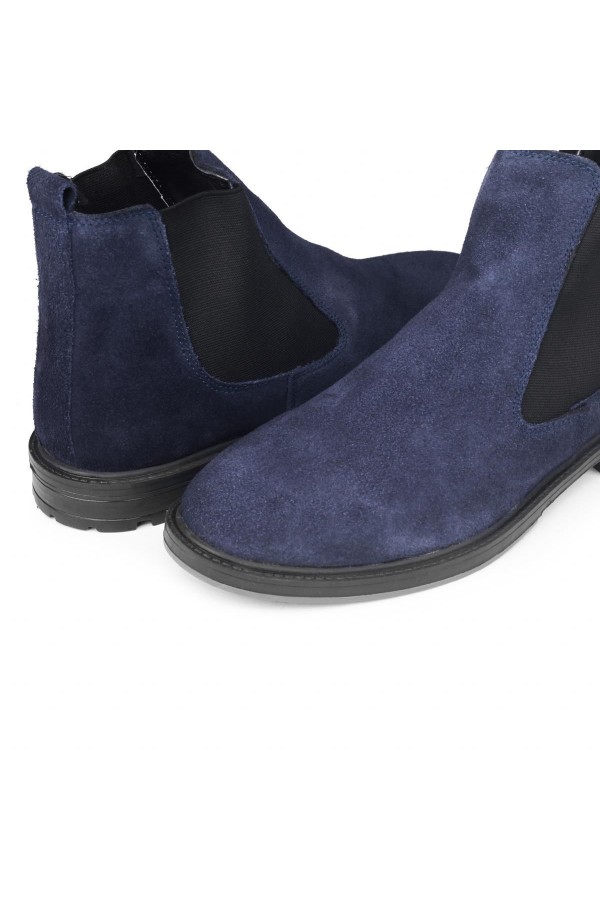 Ducavelli York Genuine Leather Suede Non-Slip Sole Chelsea Casual Boots Navy Blue