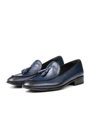 Ducavelli Smug Genuine Leather Men's Classic Shoes Blue