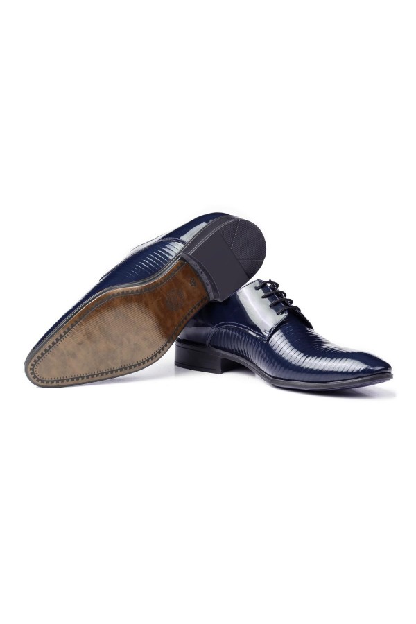 Ducavelli Shine Genuine Leather Men's Classic Shoes Blue